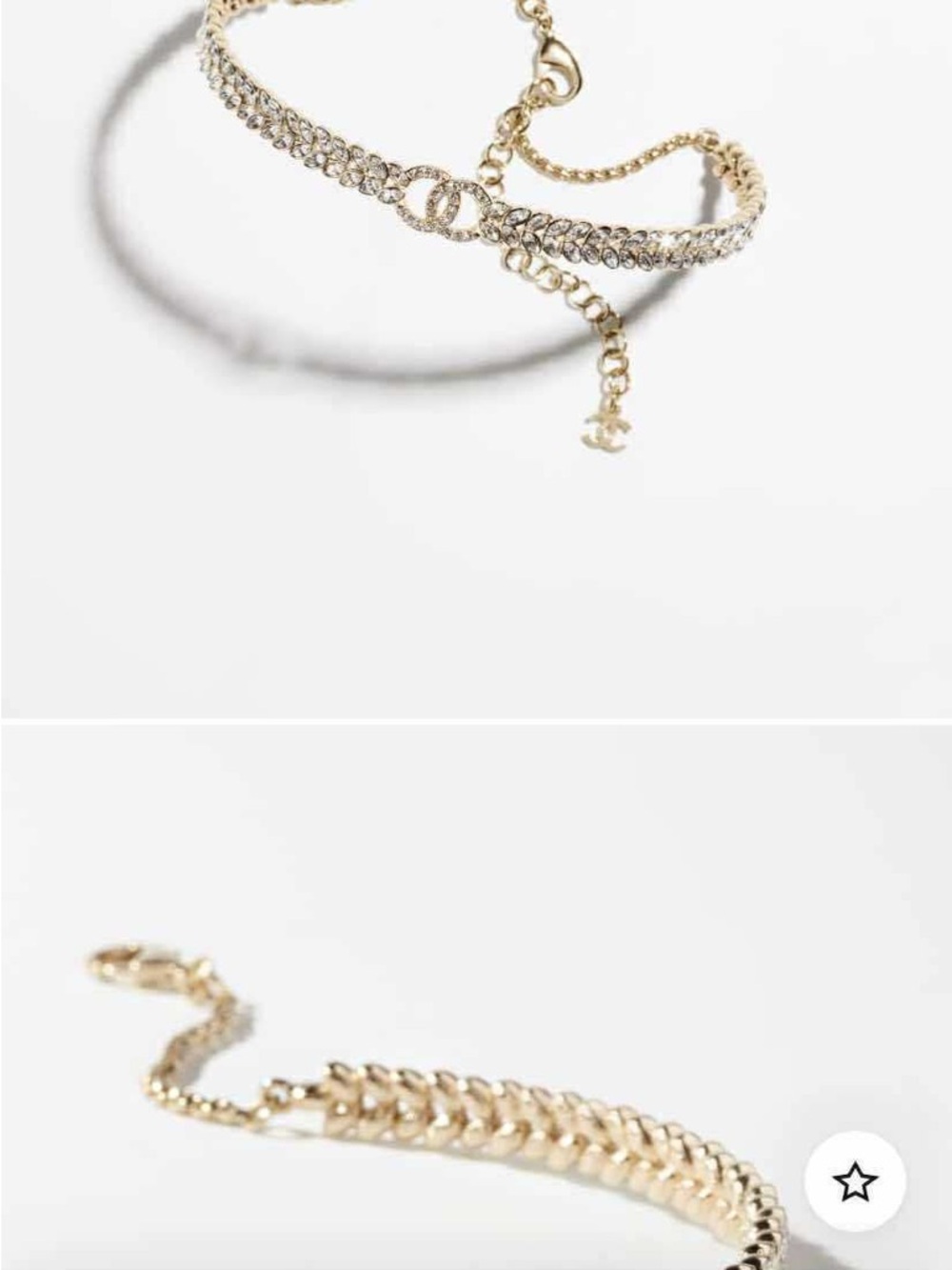 CHANEL Gold Crystal Double-Row CC Logo Necklace - Picture 4 of 6